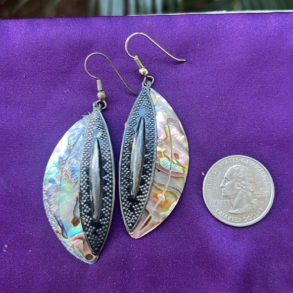 Vintage Abalone Shell Teardrop Earrings - Picture 11 of 16